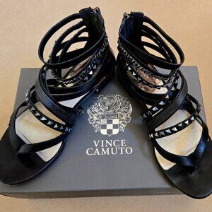 Vince Camuto black Gladiator Sandal zip up back